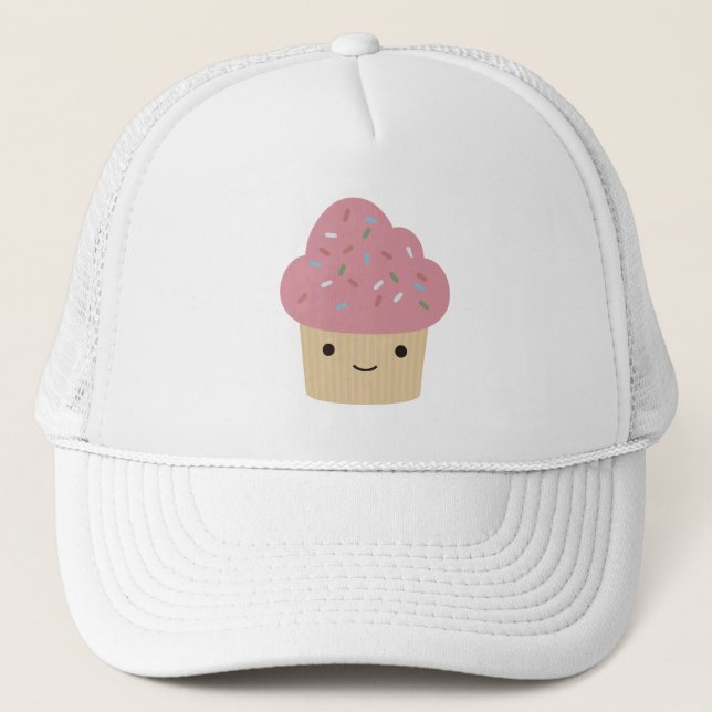 Cute Kawaii Cupcoa med Rosa Icing Truckerkeps (Framsida)