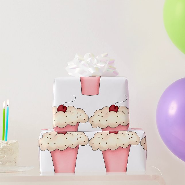 Cute Kawaii Cupkaka Milkshake med Cherry Presentpapper (Skapare uppladdad)