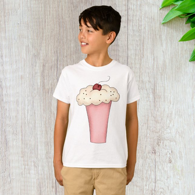 Cute Kawaii Cupkaka Milkshake med Cherry T Shirt (Skapare uppladdad)
