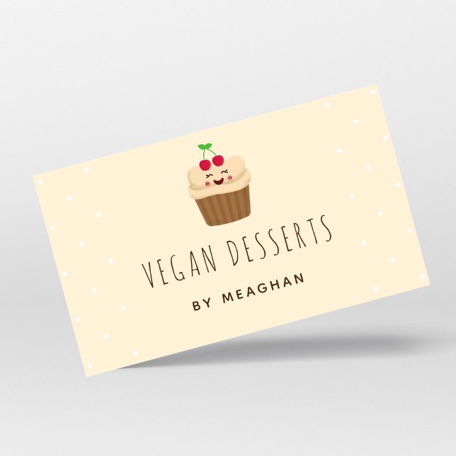 Cute Kawaii Cuppie Vegan Dessert Cake Bakery Food Visitkort (Skapare uppladdad)