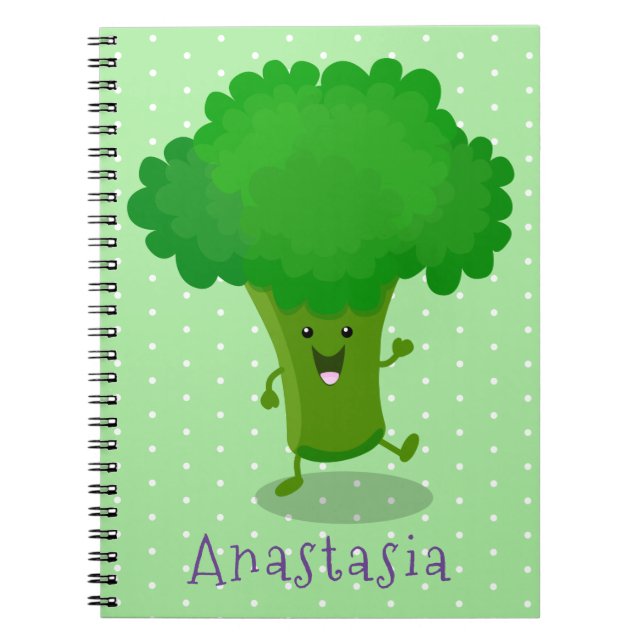 Cute kawaii danbroccoli tecknad illustration anteckningsbok (Framsidan)