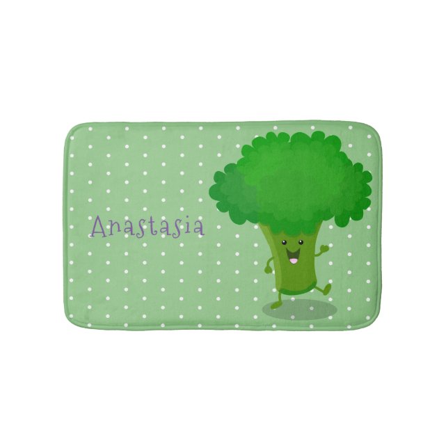 Cute kawaii danbroccoli tecknad illustration badrumsmatta (Framsidan)