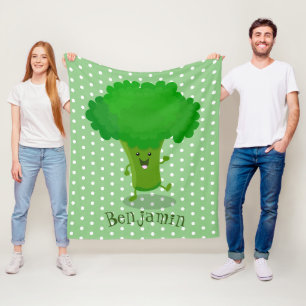Cute kawaii danbroccoli tecknad illustration fleecefilt