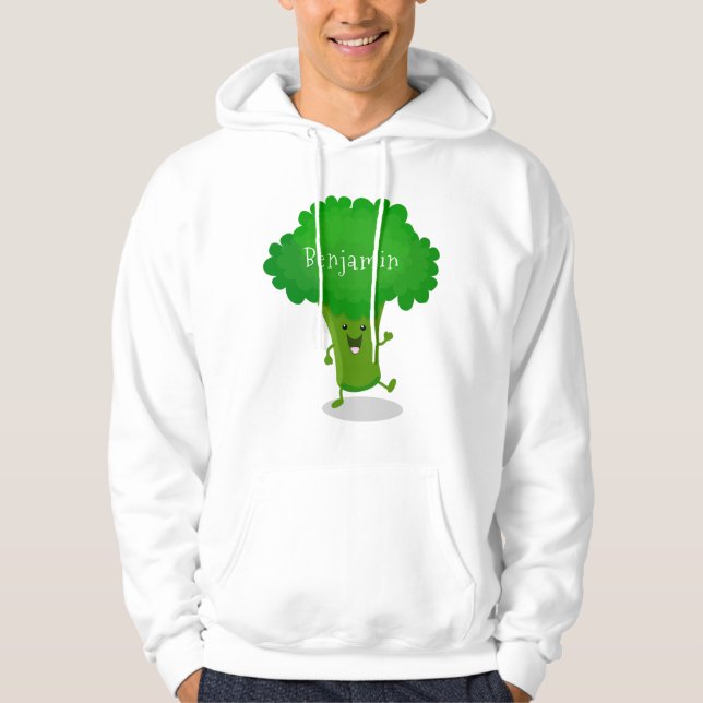 Cute kawaii danbroccoli tecknad illustration hoodie (Framsida)