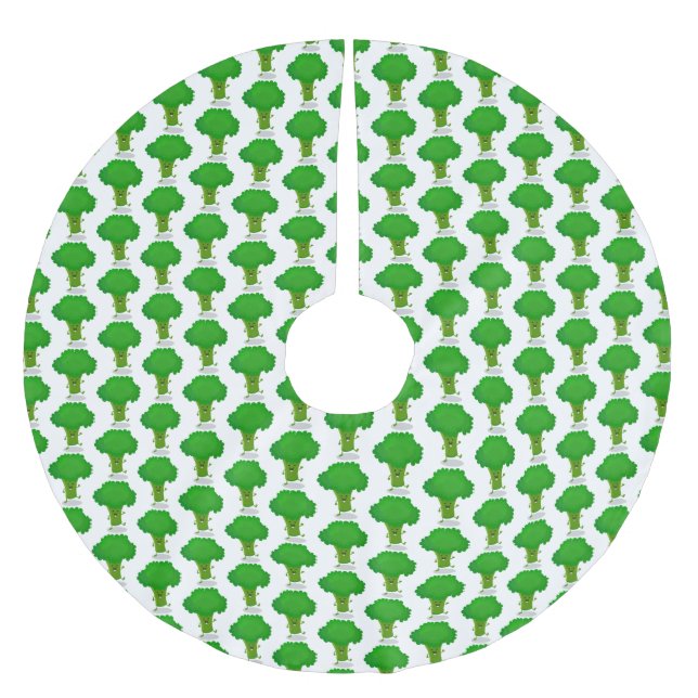 Cute kawaii danbroccoli tecknad illustration julgransmatta borstad polyester (Framsidan)