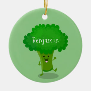 Cute kawaii danbroccoli tecknad illustration julgransprydnad keramik