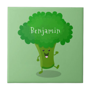 Cute kawaii danbroccoli tecknad illustration kakelplatta
