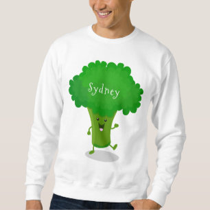 Cute kawaii danbroccoli tecknad illustration lång ärmad tröja