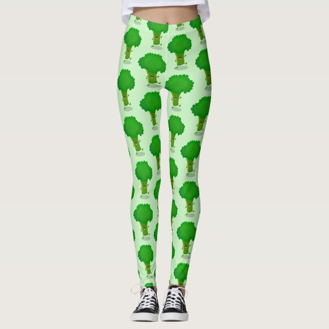 Cute kawaii danbroccoli tecknad illustration leggings (Framsida)