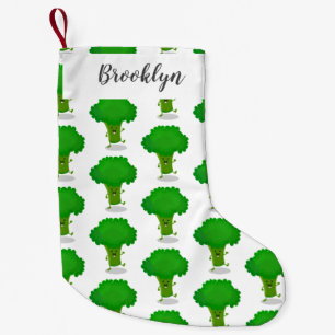Cute kawaii danbroccoli tecknad illustration liten julstrumpa