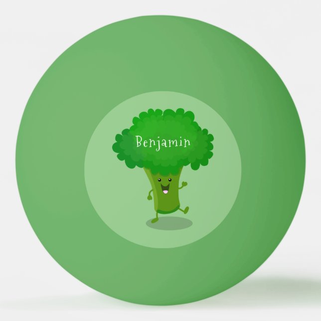 Cute kawaii danbroccoli tecknad illustration pingisboll (Framsidan)