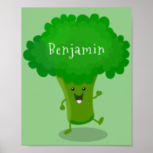 Cute kawaii danbroccoli tecknad illustration poster