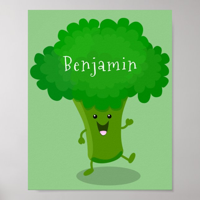 Cute kawaii danbroccoli tecknad illustration poster (Framsidan)