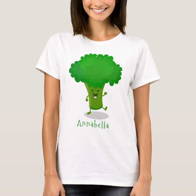 Cute kawaii danbroccoli tecknad illustration t shirt (Framsida)