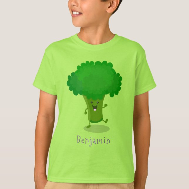 Cute kawaii danbroccoli tecknad illustration t shirt (Framsida)