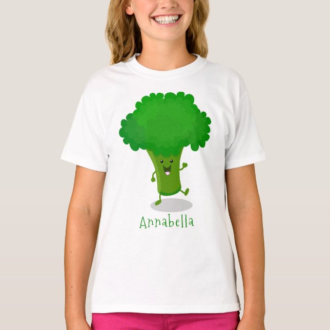 Cute kawaii danbroccoli tecknad illustration t shirt (Framsida)