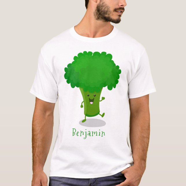 Cute kawaii danbroccoli tecknad illustration t shirt (Framsida)