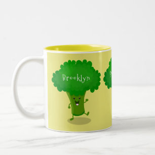 Cute kawaii danbroccoli tecknad illustration Två-Tonad mugg