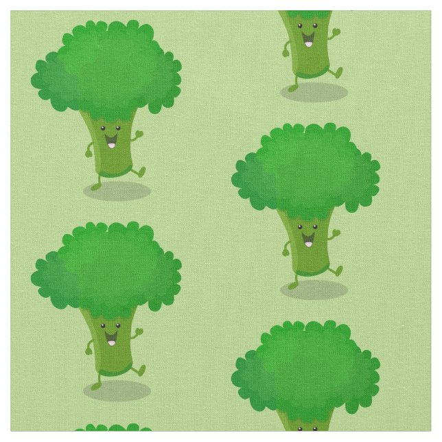 Cute kawaii danbroccoli tecknad illustration tyg (Närbild)