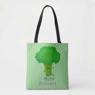 Cute kawaii danbroccoli tecknad illustration tygkasse