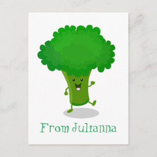 Cute kawaii danbroccoli tecknad illustration vykort