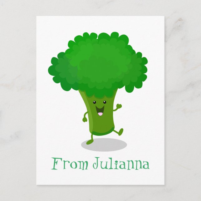 Cute kawaii danbroccoli tecknad illustration vykort (Framsida)