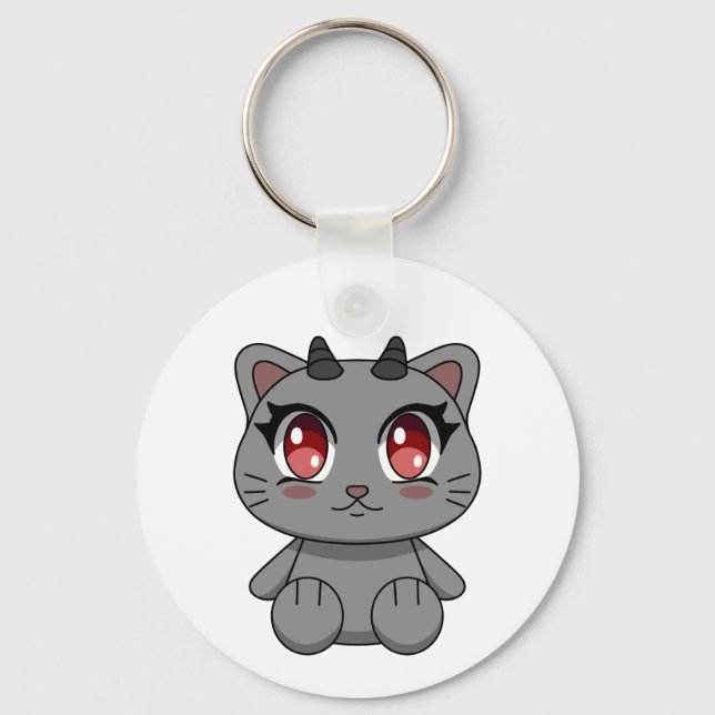 Cute Kawaii Demon Cat Nyckelring (Framsida)
