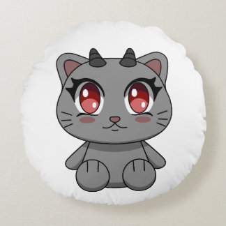 Cute Kawaii Demon Cat Rund Kudde