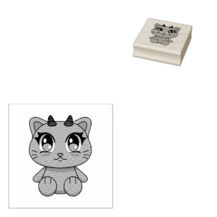 Cute Kawaii Demon Cat Stämpel