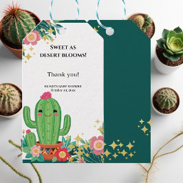 Cute Kawaii Desert Bloom Blommigt Cactus Baby Show Presentetikett