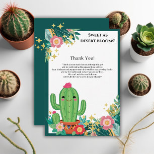 Cute Kawaii Desert Bloom Blommigt Cactus Baby Show Tack Kort