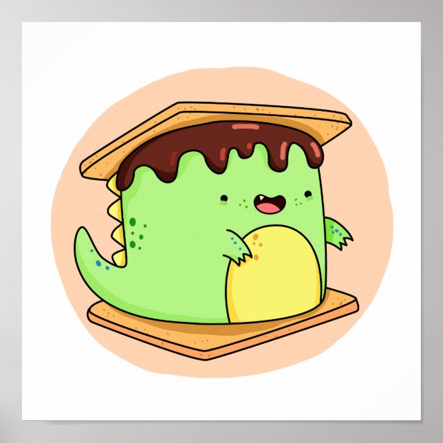 Cute Kawaii Dino-smore Poster (Framsidan)