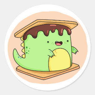 Cute Kawaii Dino-smore Runt Klistermärke