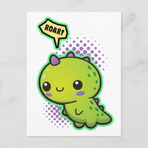 Cute Kawaii Dinosaur Vykort