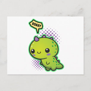 Cute Kawaii Dinosaur Vykort