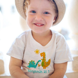 Cute Kawaii Dinosaurs Boy Blue, 3:e födelsedagen N T Shirt