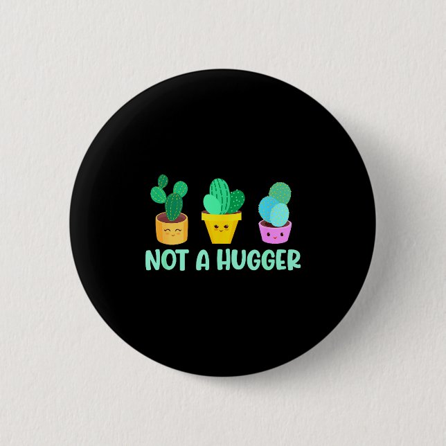 Cute Kawaii Do Not Hug I'm Not A Hugger Cactus  Knapp (Framsida)