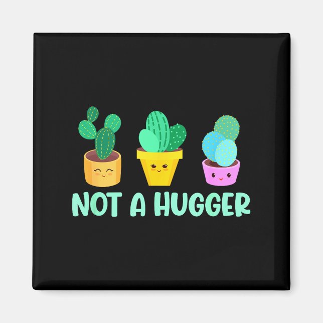Cute Kawaii Do Not Hug I'm Not A Hugger Cactus  Magnet (Framsidan)
