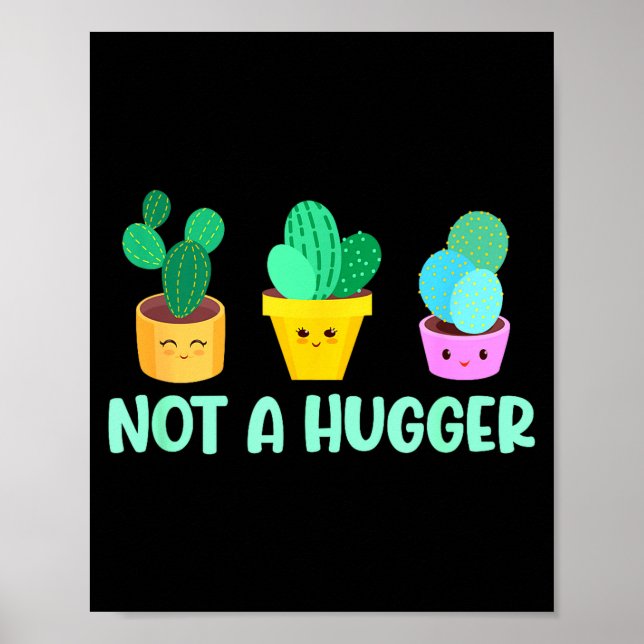 Cute Kawaii Do Not Hug I'm Not A Hugger Cactus  Poster (Framsidan)