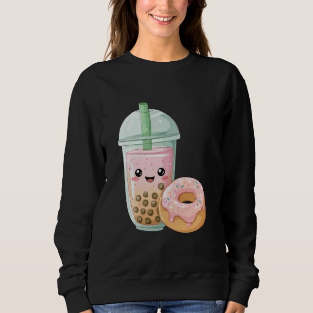 Cute Kawaii Donut and Drink Pastel Milkshake Lover T Shirt (Framsida)