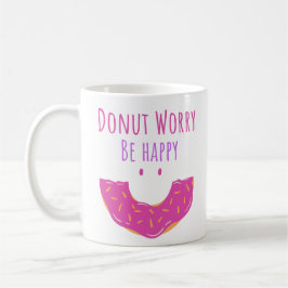 Cute Kawaii Donut Worry be Lycklig Donut Kaffemugg