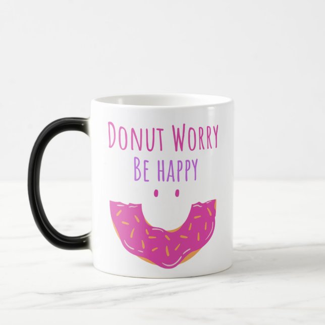 Cute Kawaii Donut Worry be Lycklig Donut Magisk Mugg (Vänster)
