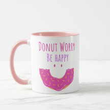 Cute Kawaii Donut Worry be Lycklig Donut