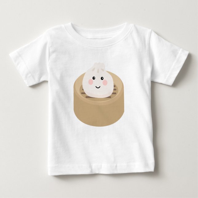 Cute Kawaii Dumpling i Steamer T Shirt (Framsida)