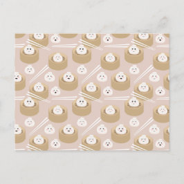 Cute Kawaii Dumplings Steamer Chopsticks Vykort