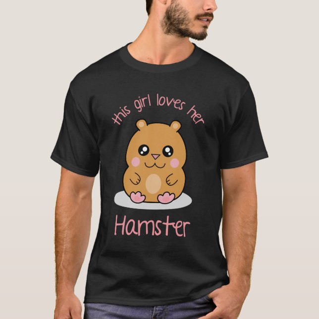 Cute Kawaii Dwarf Hamster Tecknad för en flicka T Shirt (Framsida)