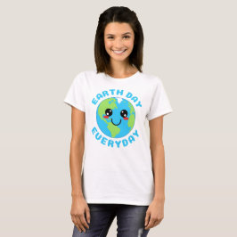 Cute Kawaii Earth Day Varje dag T Shirt