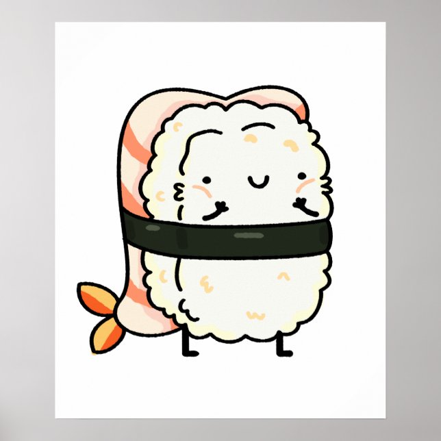 Cute Kawaii Ebi Prawn Sushi Poster (Framsidan)