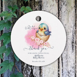 Cute Kawaii Egg Bird Elegant Blommigt Baby Shower Gåvor Etiketter