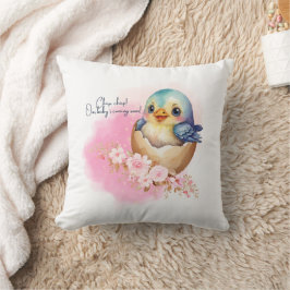 Cute Kawaii Egg Bird Elegant Blommigt Baby Shower Kudde